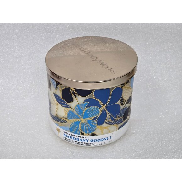 Bath & Body Works Mahogany Coconut 3-Wick Scented Candle 14.5 Oz Essential Oils - Picture 2 of 3
